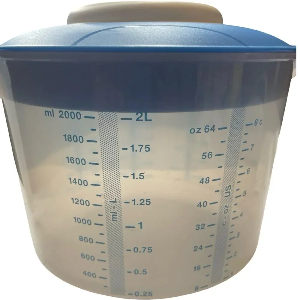 Tupperware Mix N Stor 8 Cup Measuring Pitcher Blue Splatter Lid 7713 7714